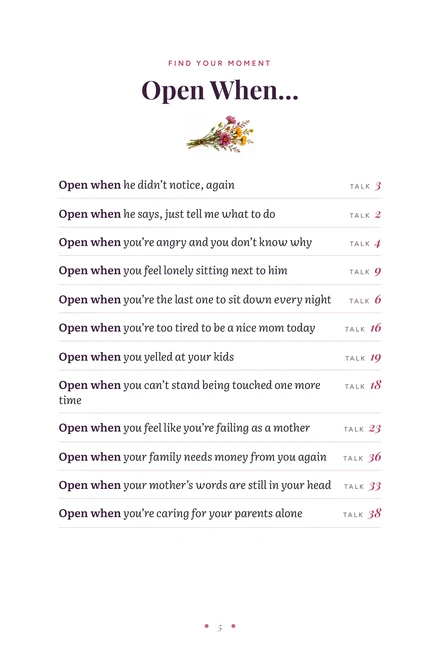 Page 5: Open When: find your moment